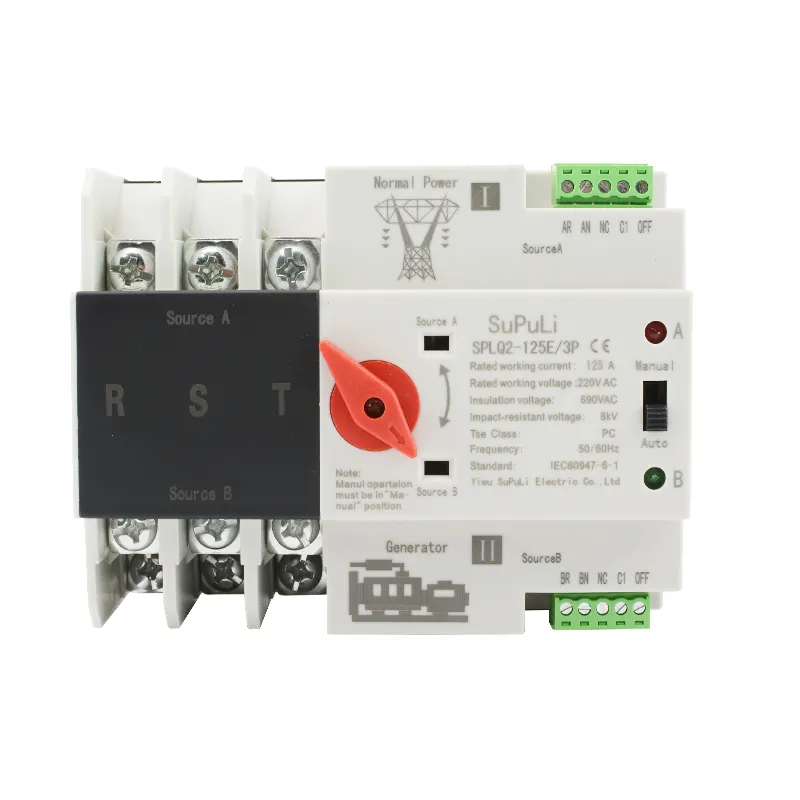 Din Rail Automatic Transfer Switch 3Pole 63A 100A 125A
